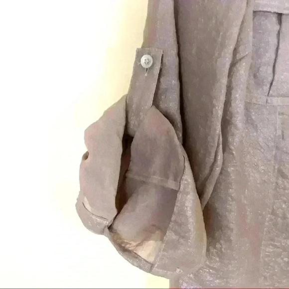 Calvin Klein Metallic Shimmer Button Down Shirt - Picture 4 of 9